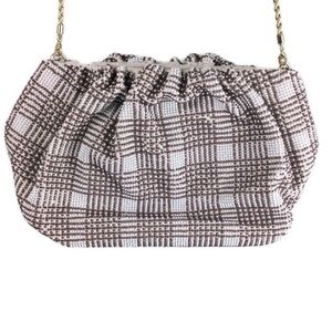 NWOT Loeffler Randall Mini Analeigh Plaid Beaded Twisted Chain Clutch